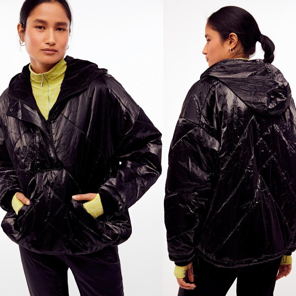 Free People Polar Ice Puffer Jacket in Black L